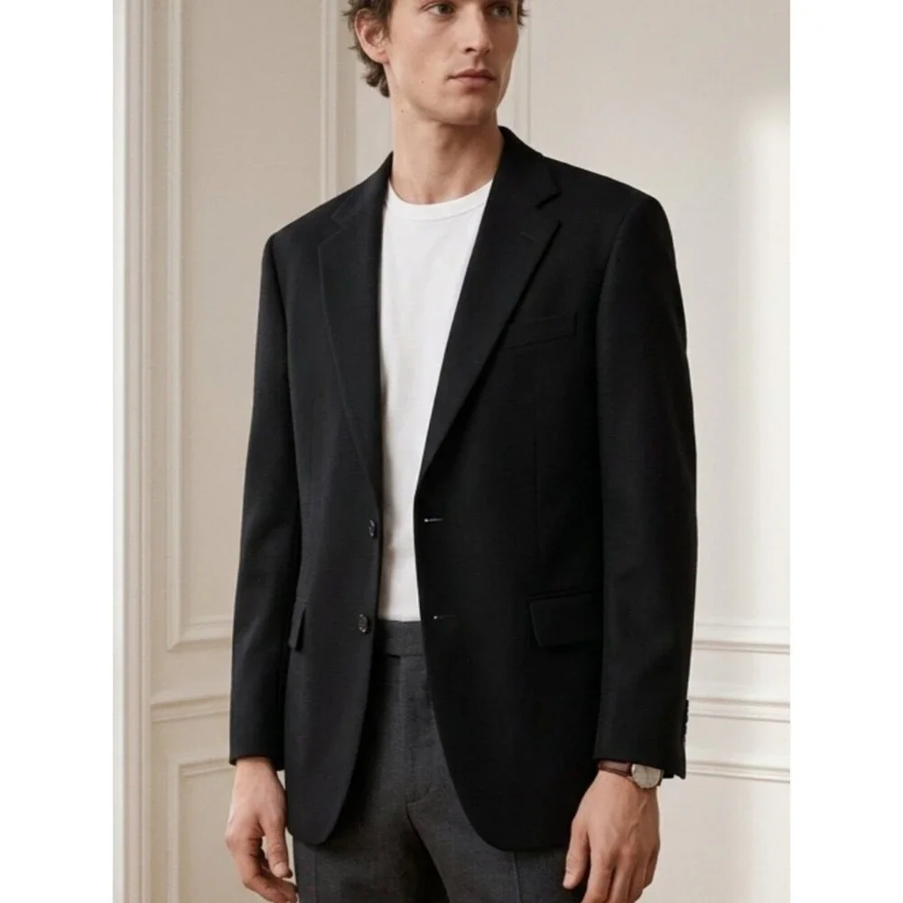 Bill Blass Classic Black 100% Camel Hair Men's Blazer - 44R